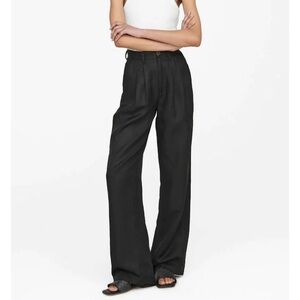 Anine Bing Carrie Black Wide-Leg Women's Pants Linen Blend